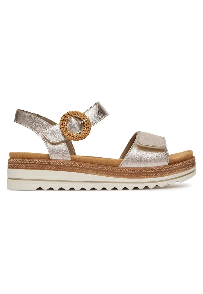 Sandale dama,  piele naturala, auriu, velcro