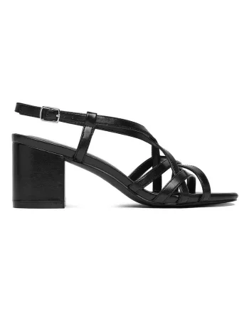 Sandale dama,  toc bloc, sintetic, negru