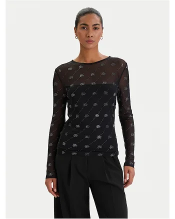 Bluza dama,  slim fit, negru, poliester