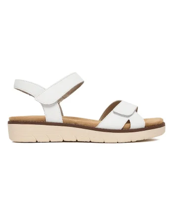 Sandale dama,  piele naturala, alb, inchidere velcro, confortabil