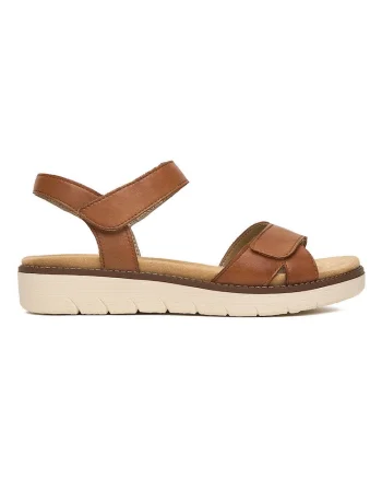 Sandale de dama,  piele naturala, velcro, maro