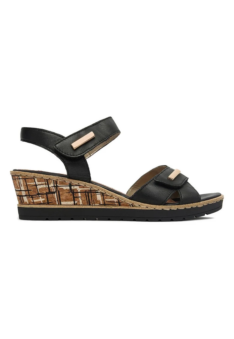 Sandale dama,  piele naturala, negru, sistem inchidere velcro