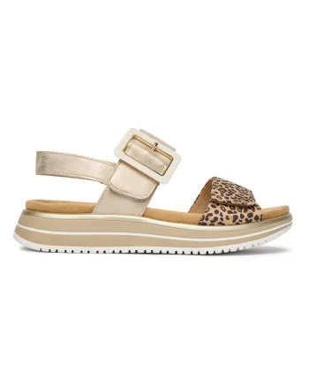Sandale dama,  piele naturala, velcro, aurii