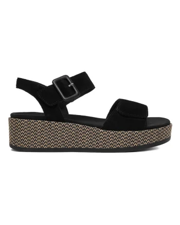 Sandale dama,  piele naturala, negru, platforma, inchidere velcro