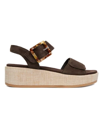 Sandale dama  piele naturala, velcro, maro