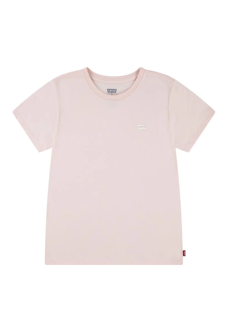 Tricou din amestec de bumbac cu detaliu logo, Roz prafuit,
