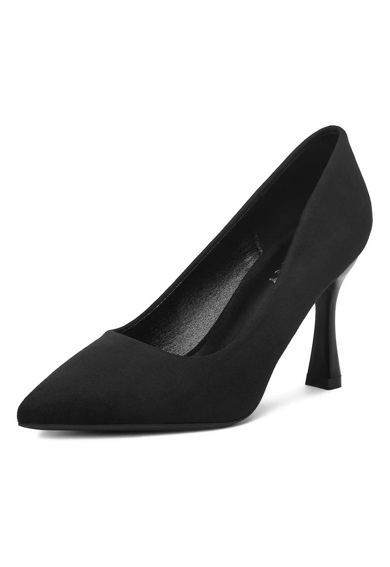 Pantofi pentru dama,  stiletto, negru, textil