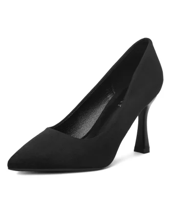 Pantofi pentru dama,  stiletto, negru, textil