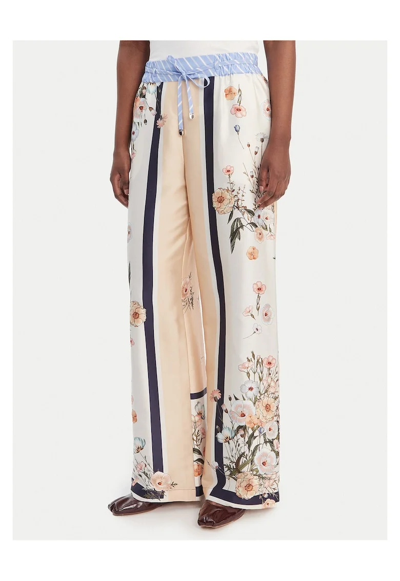 Pantaloni dama,  poliester, croiala relaxata, bej