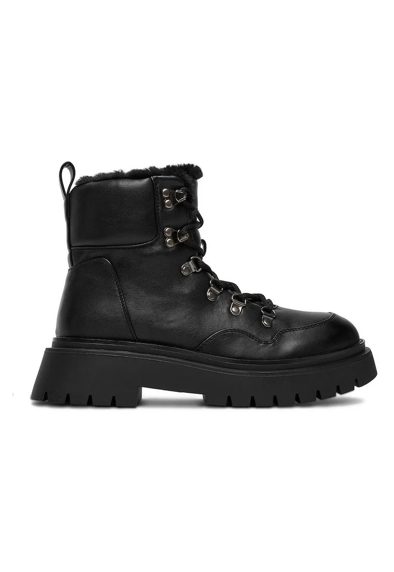 Botine de dama,  material textil, negru