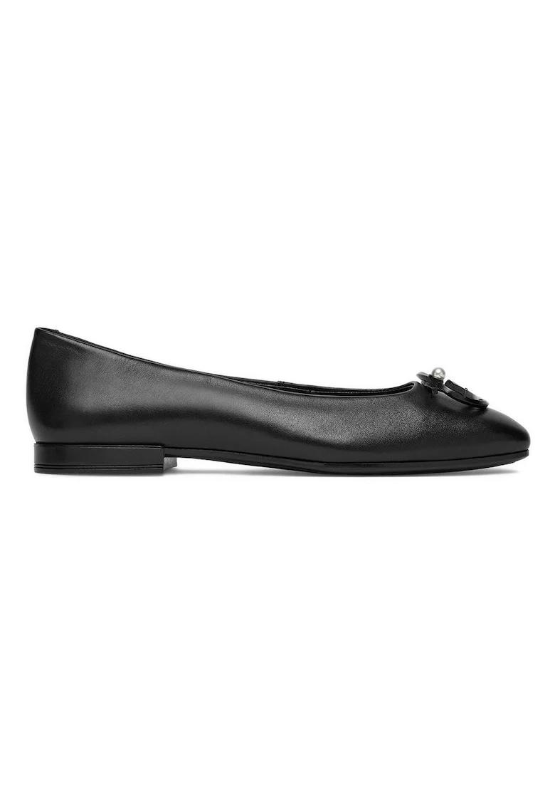 Balerini,  piele naturala, negru, varf patrat, pentru dama
