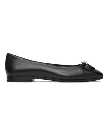 Balerini,  piele naturala, negru, varf patrat, pentru dama