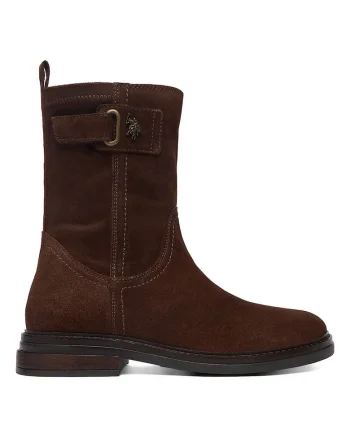 Botine femeie, U S Polo Assn, piele naturala, maro,