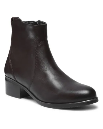 Botine dama,  piele naturala, maro, fermoar, interior izolat,