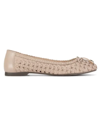 Balerini dama,  piele naturala, bej, design atemporal