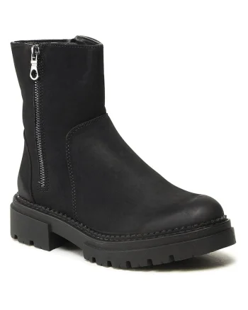 Botine de dama,  piele ecologica, negru