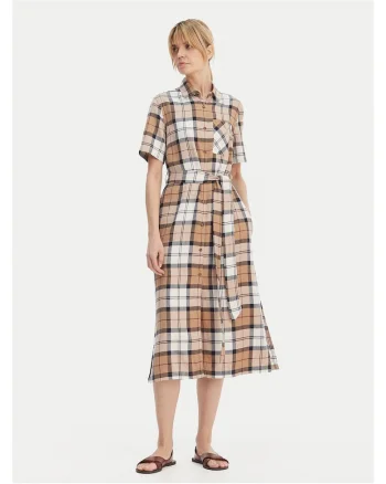 Rochie camasa  carouri, bej, 70% lyocell
