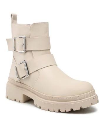 Botine de dama,  piele ecologica, bej