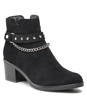 Botine de dama,  material textil, negru, 37 EU,