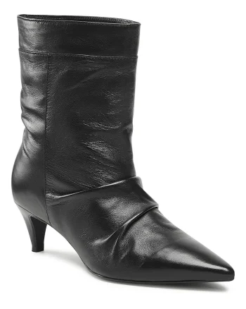 Botine femei,  piele naturala, negru,