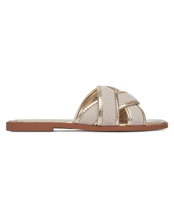 Papuci dama,  aurii, design minimalist