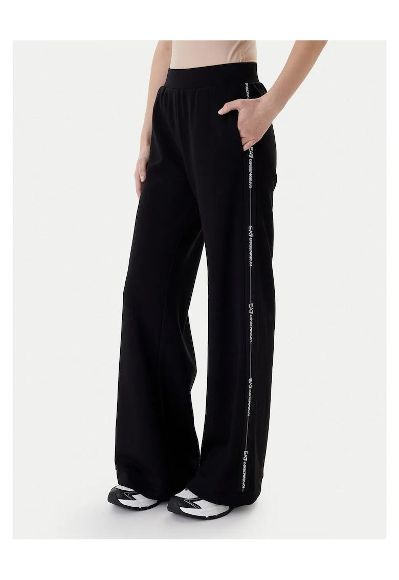 Pantaloni dama,  poliester, evazati, negru