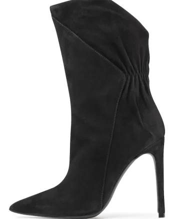 Botine de dama,  de piele naturala, stiletto, negre