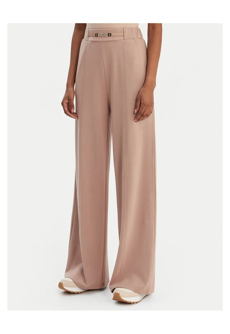 Pantaloni dama,  viscoza, relaxed fit, maro