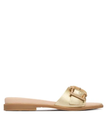 Papuci dama,  piele naturala, auriu