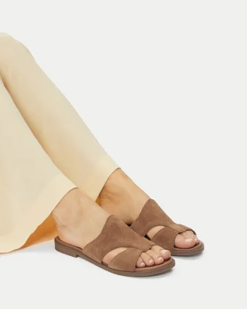 Papuci dama,  piele naturala, bej, design elegant