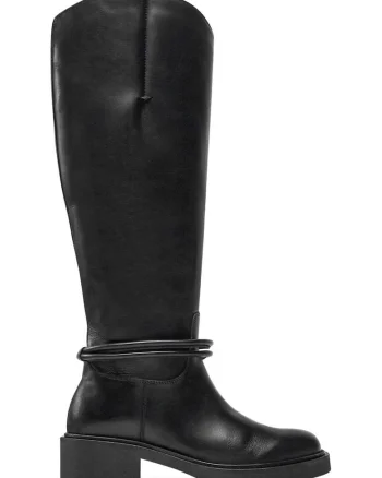 Cizme dama,  piele naturala, fermoar, negru, Negru