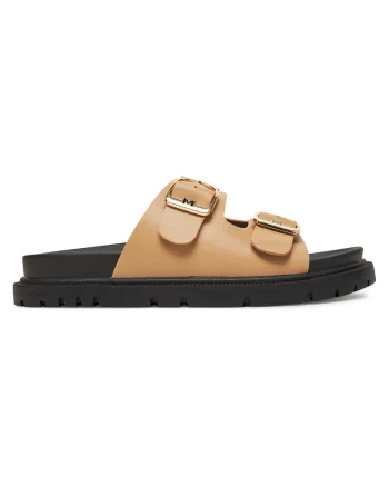 Papuci dama,  piele naturala, bej, design atemporal, confort exceptional