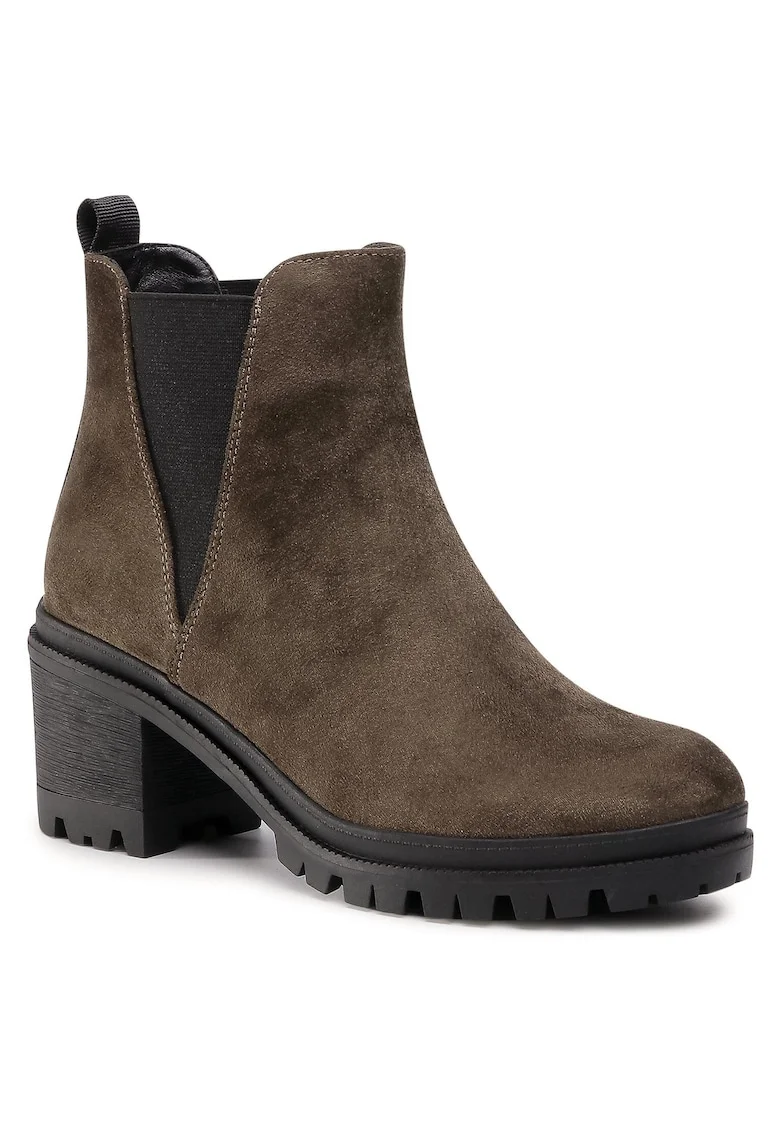 Botine de dama,  material textil, verde, 37 EU,