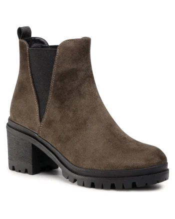 Botine de dama,  material textil, verde, 37 EU,