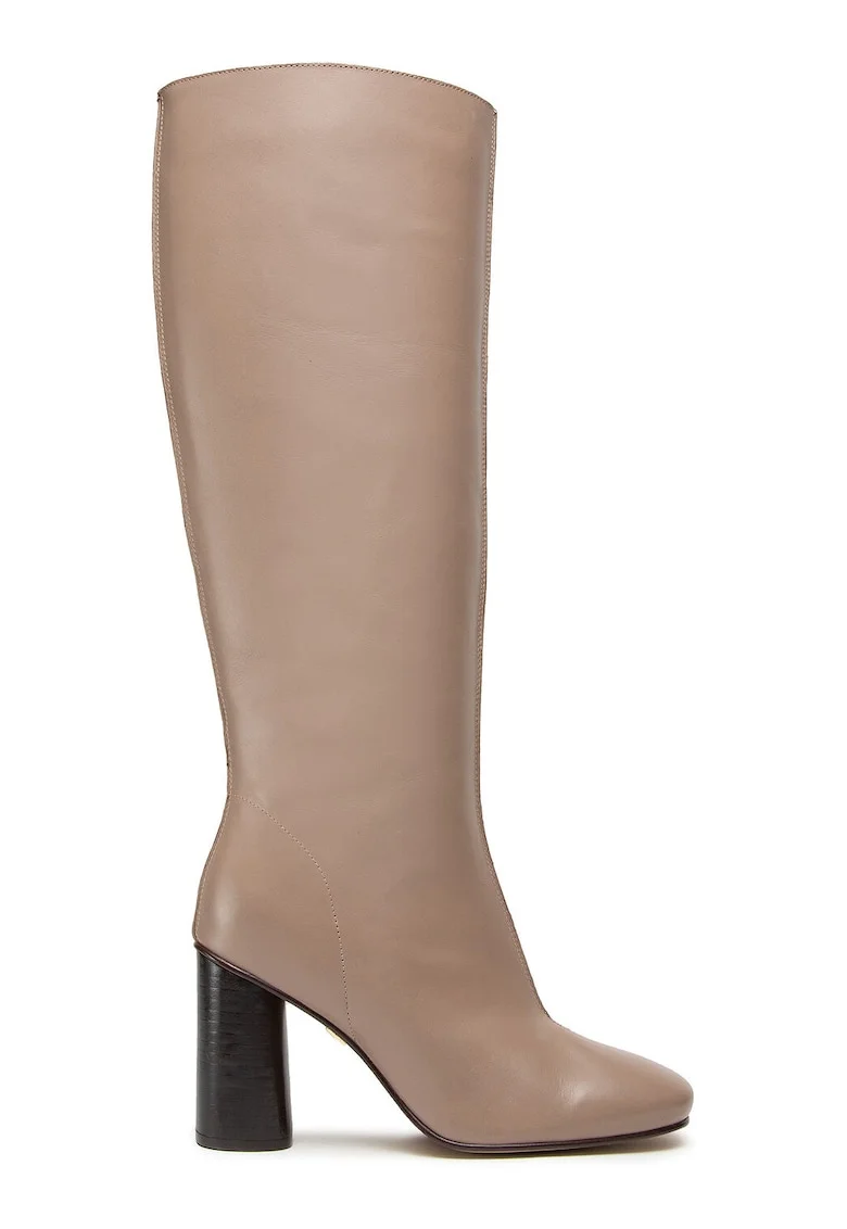 Cizme dama,  piele naturala, toc clasic, bej,