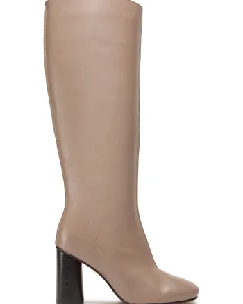 Cizme dama,  piele naturala, toc clasic, bej,