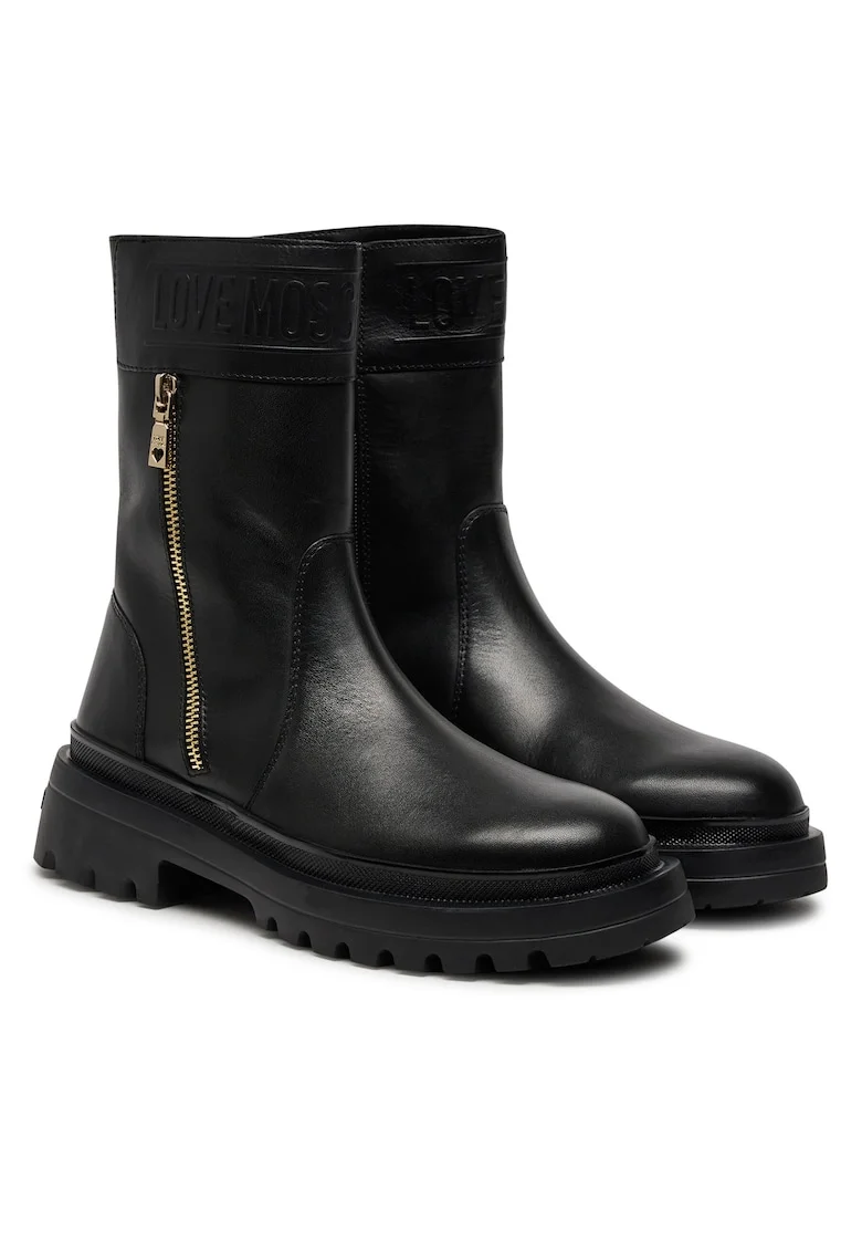 Botine femei,  piele ecologica, negru,