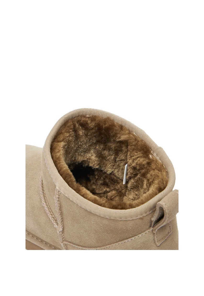 Cizme de zapada dama,  material textil, bej, izolare termica