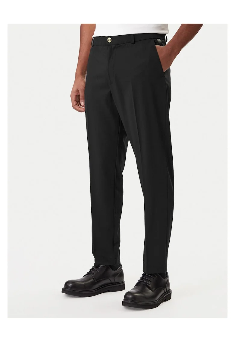 Pantaloni barbati,  slim fit, negru, stofa