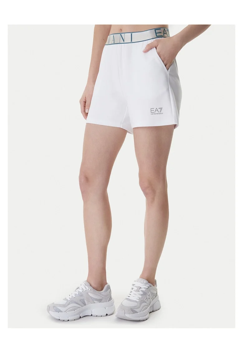Pantaloni scurti sport dama,  poliester reciclat, alb