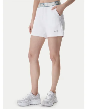 Pantaloni scurti sport dama,  poliester reciclat, alb
