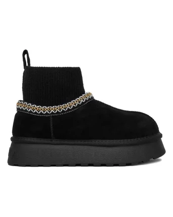 Cizme dama,  piele naturala, flatform, negru,