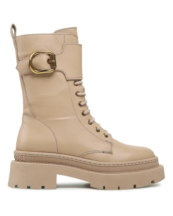Botine dama,  piele naturala, bej, captusite, platforma,