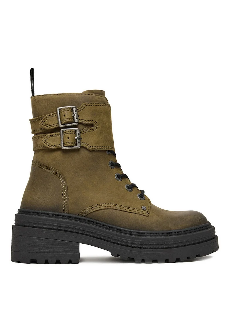 Ghete dama,  piele naturala, fermoar, verde,