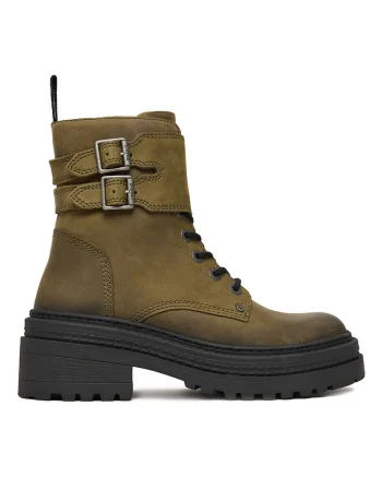 Ghete dama,  piele naturala, fermoar, verde,