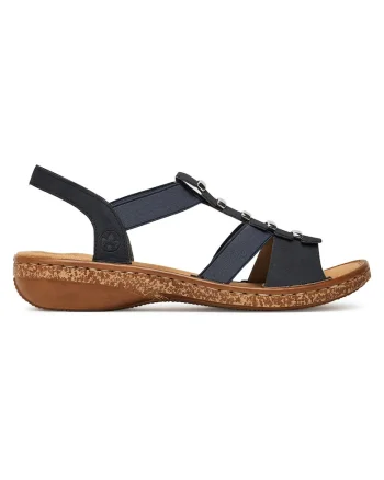 Sandale dama,  sintetic, bleumarin, design modern