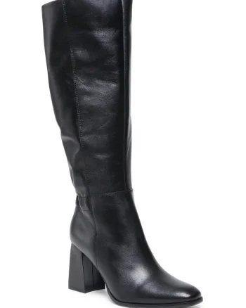 Cizme dama,  piele naturala, toc clasic, negru,