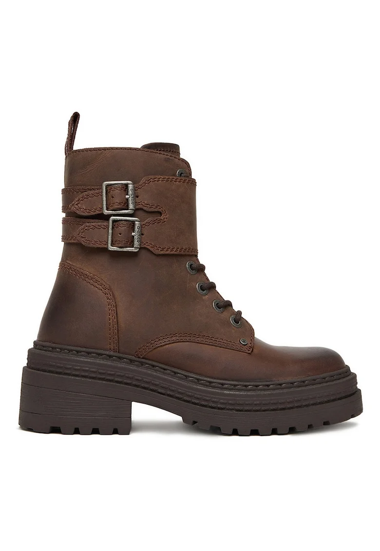 Ghete dama,  piele naturala, fermoar, maro,