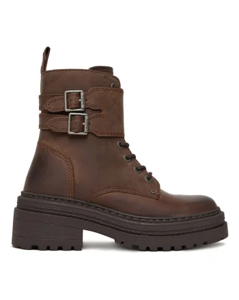 Ghete dama,  piele naturala, fermoar, maro,