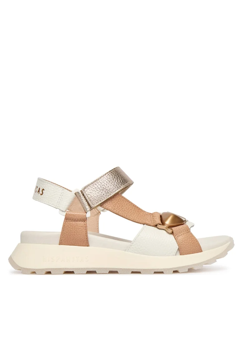 Sandale femei  piele naturala, multicolor, sistem inchidere Velcro